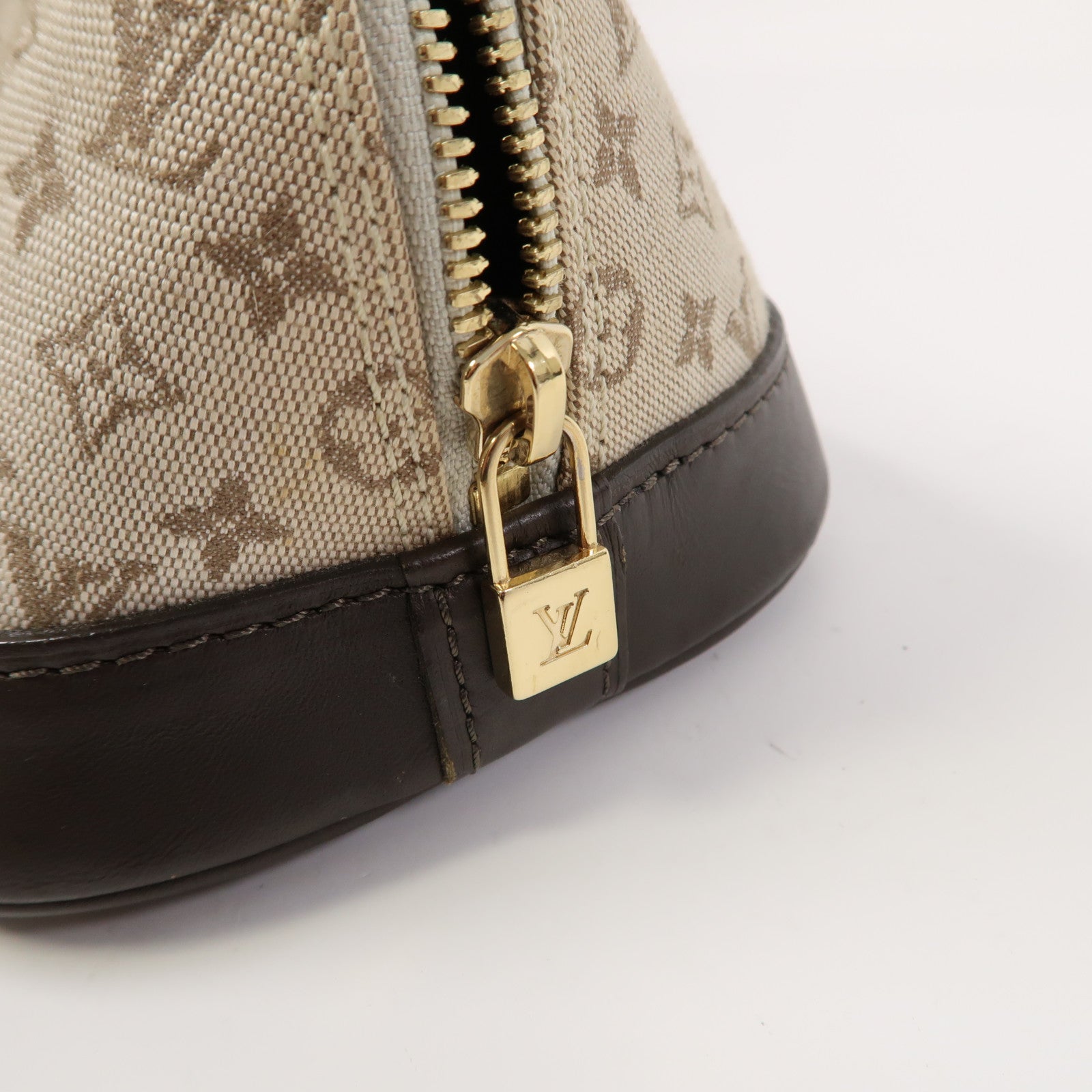 LOUIS VUITTON Monogram Mini Alma Ron金扣手挽袋米色/啡色