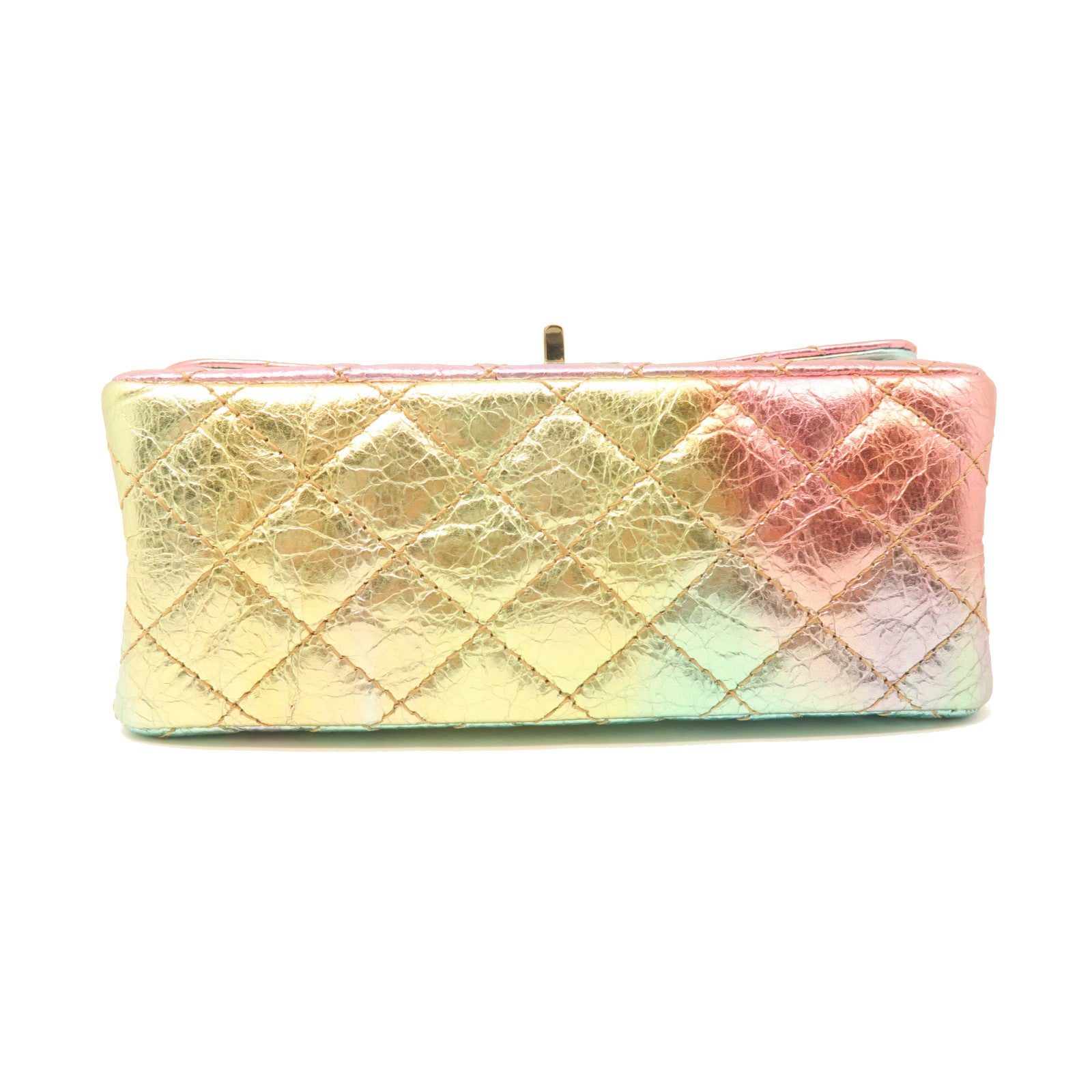 CHANEL Diamond Calfskin Leather 2.55 Mini Gold Buckle Chain Shoulder Bag Pink/Multicolor