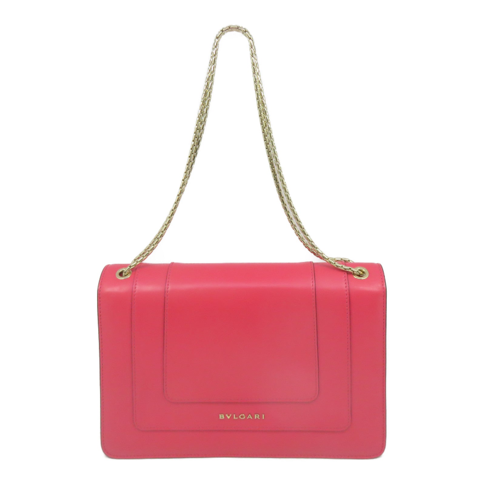 BVLGARI Cowhide Leather Serpenti Forever Gold Buckle Shoulder Bag Pink