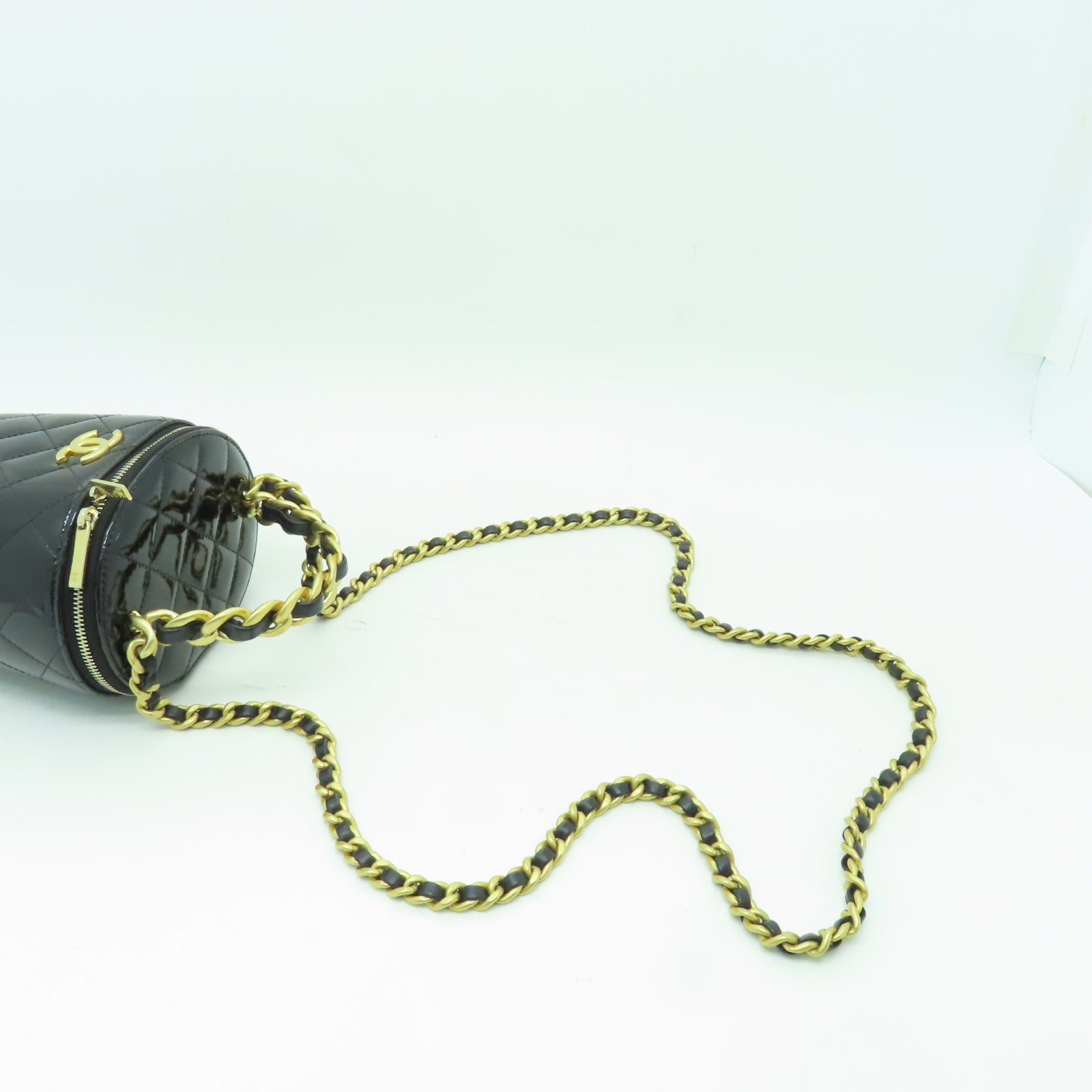 CHANEL 【激減優惠】漆皮皮革2way Shoulder Bag金扣手挽肩背兩用袋黑色