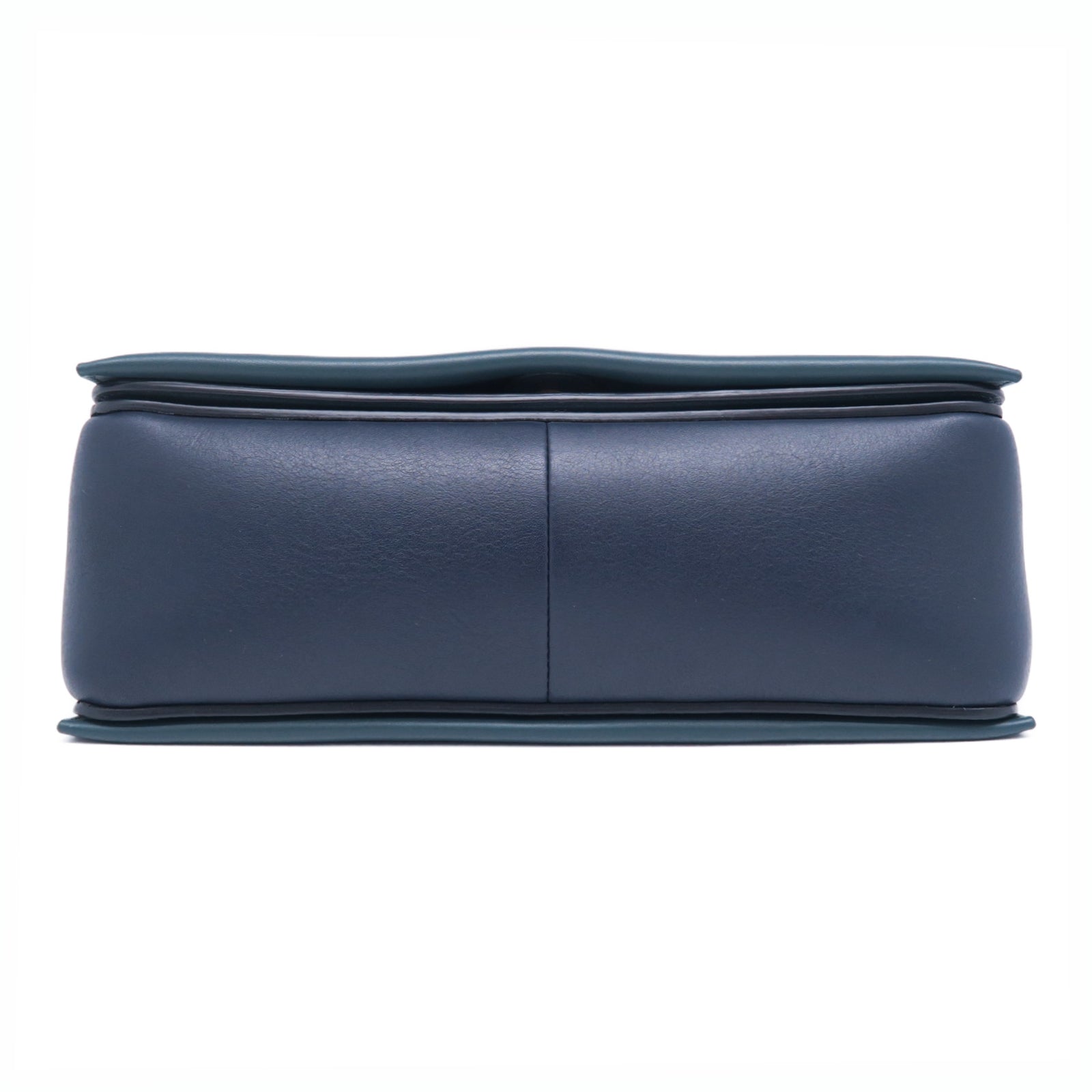 CELINE 牛皮皮革Frame Bag金扣肩背袋深藍色/綠色