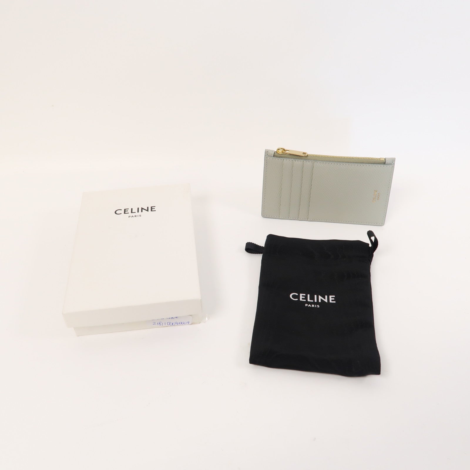 CELINE 牛皮皮革Card Case金扣卡片套淺綠色