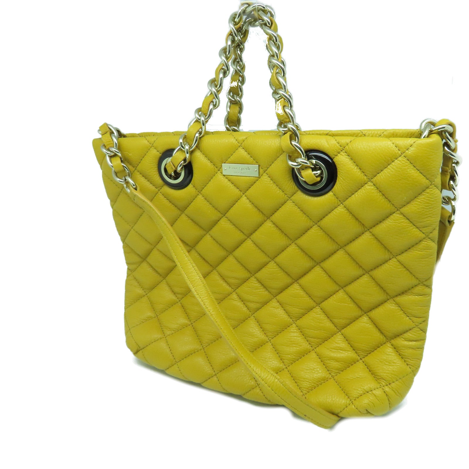 Kate Spade 牛皮皮革Shoulder Bag銀扣鏈帶肩背袋黃色