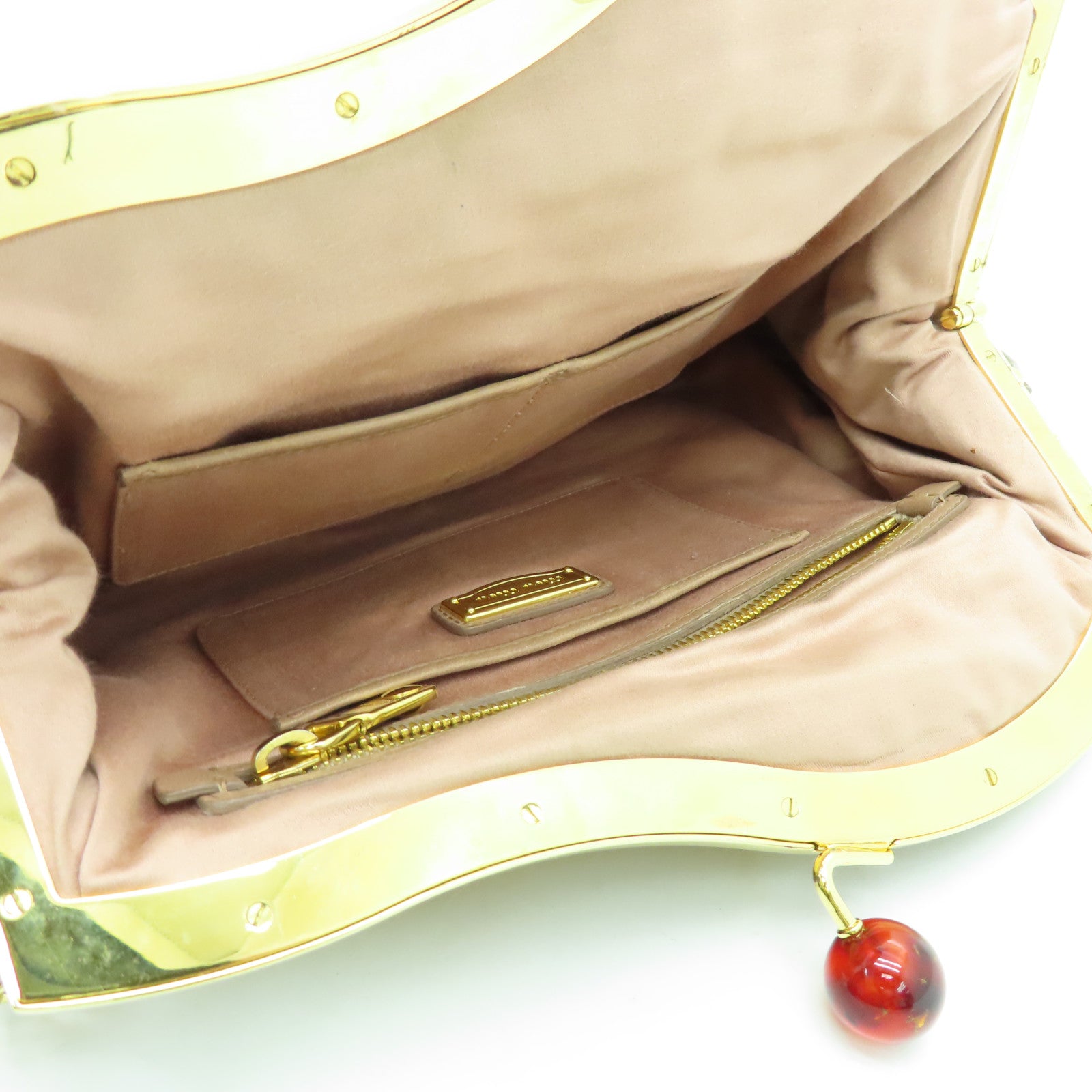Miu Miu Leather Shoulder Bag Gold Buckle Pink