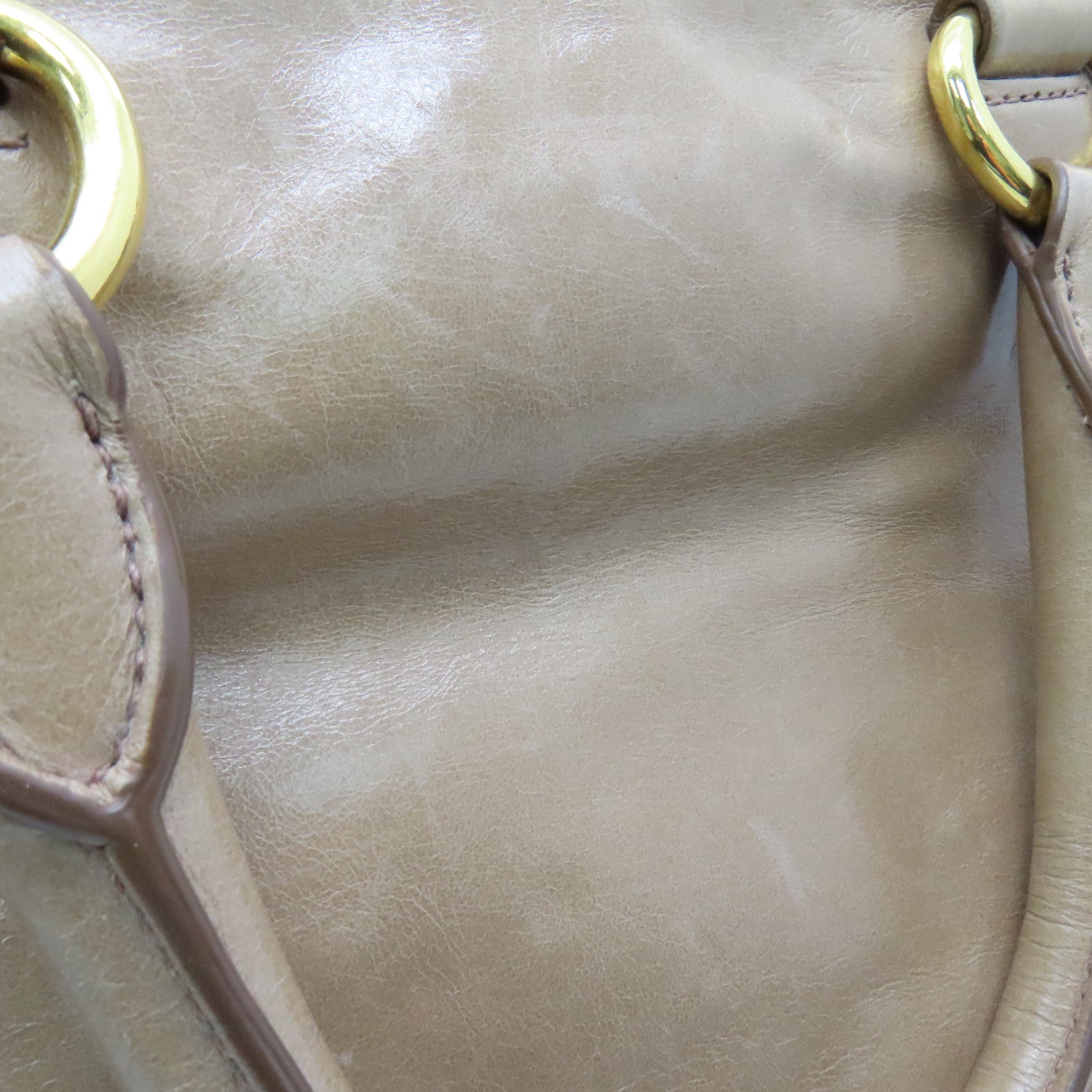 PRADA 牛皮皮革Shoulder Bag金扣手挽肩背两用袋米色