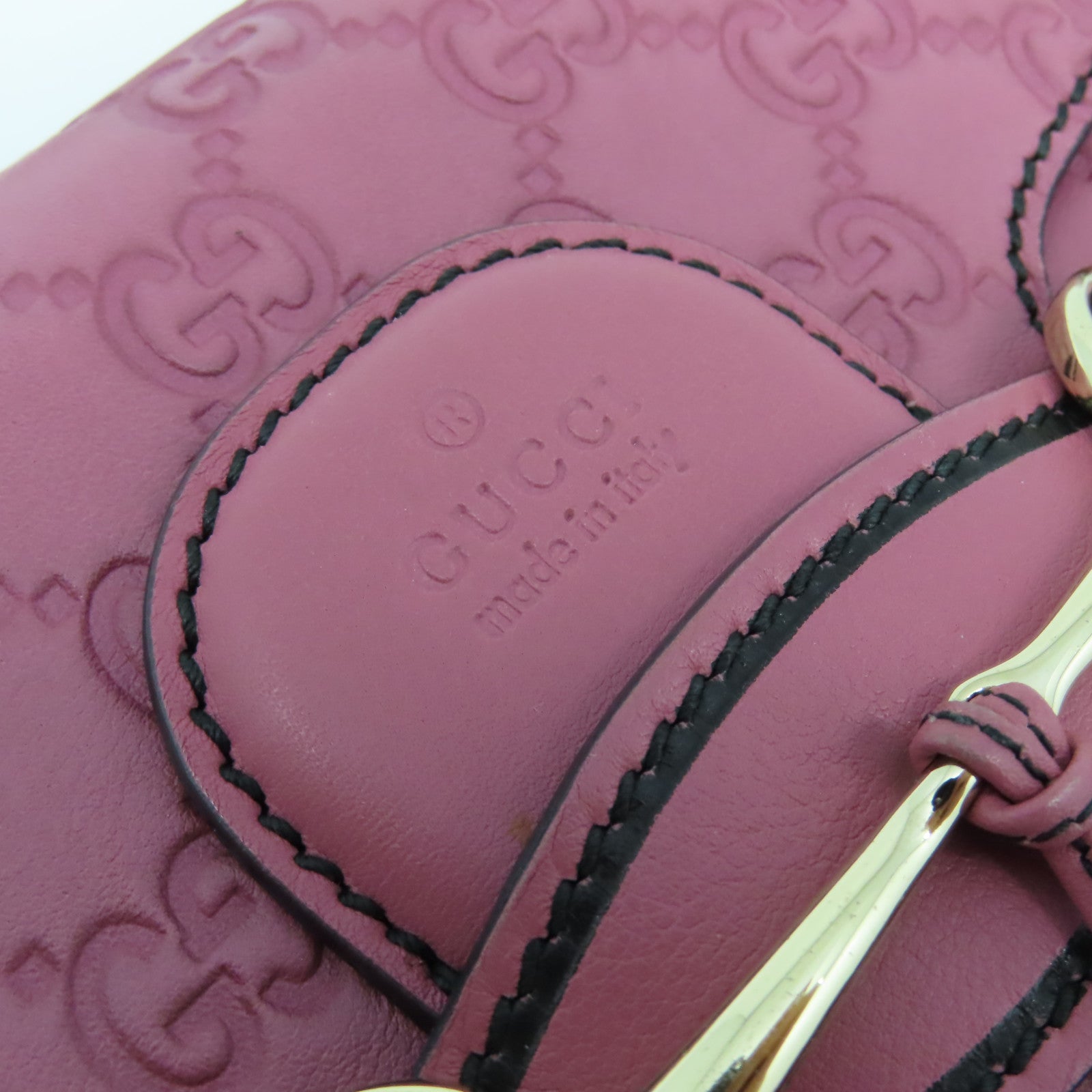 GUCCI 【激減優惠】牛皮皮革Chain Shoulder Bag銀扣肩背袋粉紅色