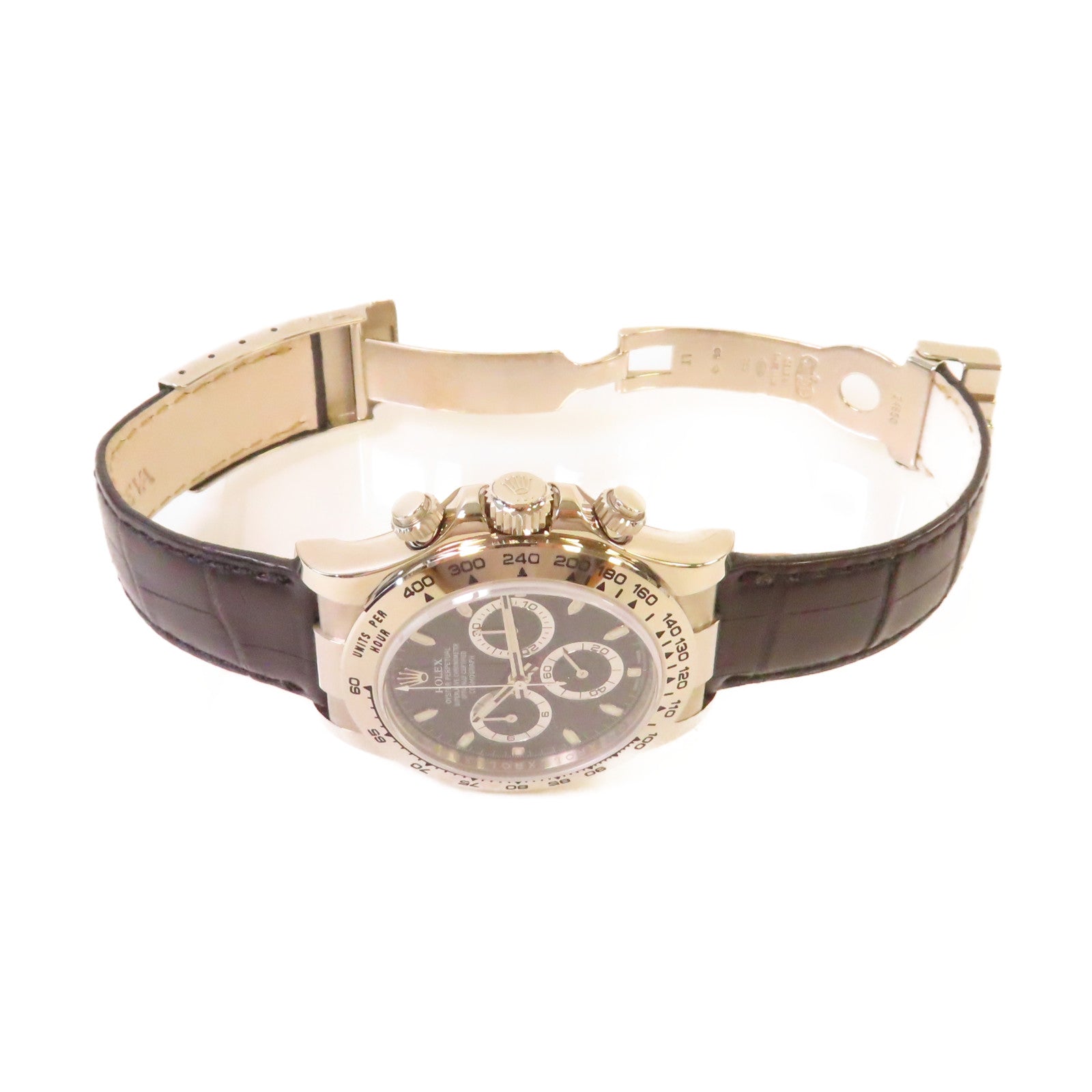ROLEX Daytona 40mm Watch不鏽鋼/18K白金/皮革帶自動機芯手錶黑色/銀色