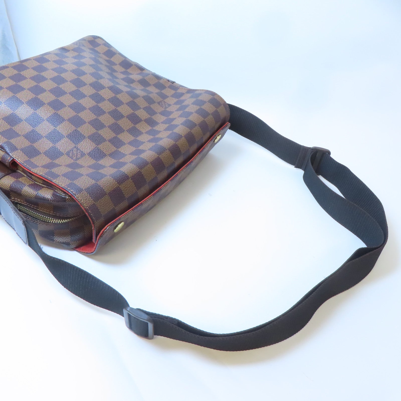 LOUIS VUITTON Damier Naviglio金扣肩背袋啡色