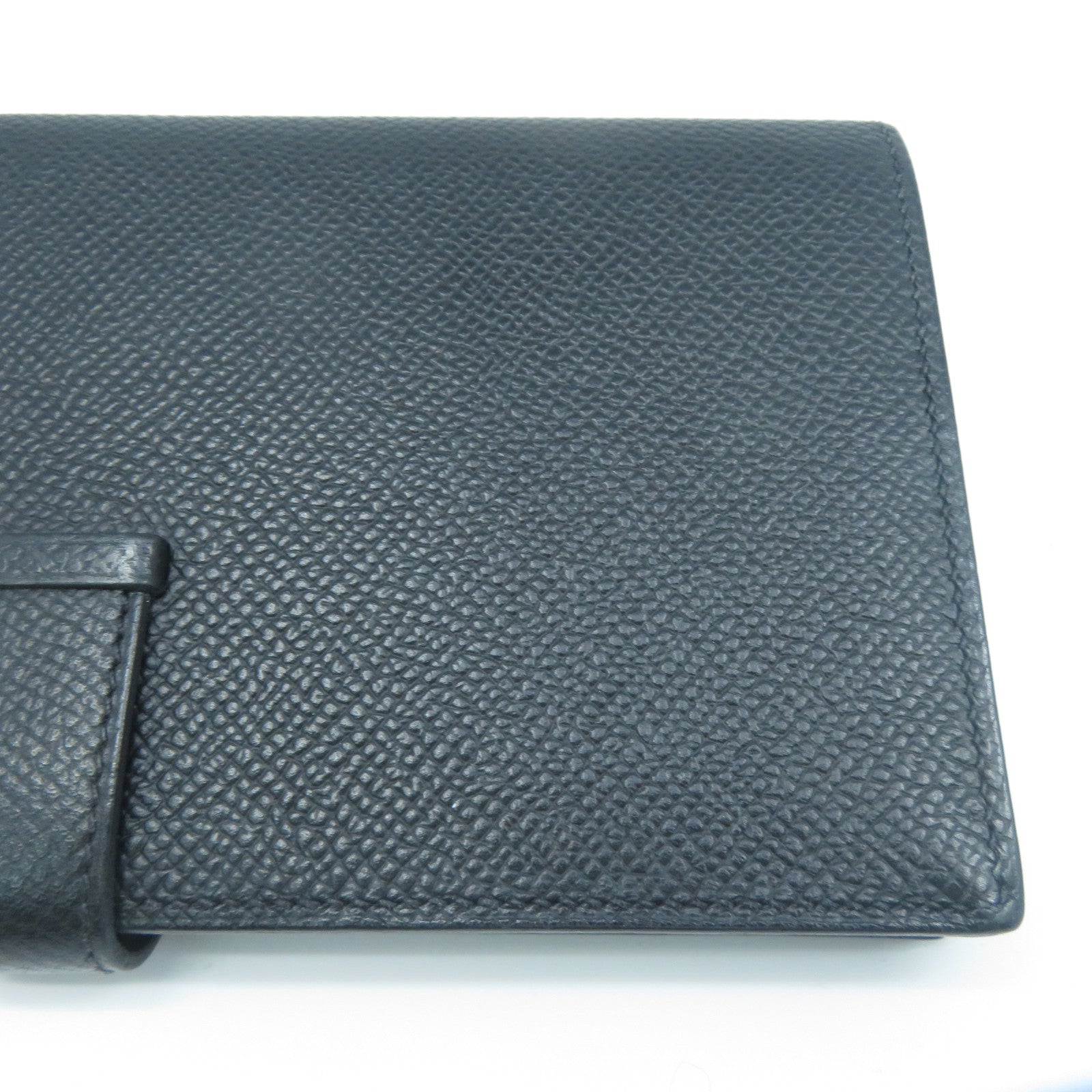 HERMES Epsom皮革Bearn Bi-Fold銀扣長錢包黑色