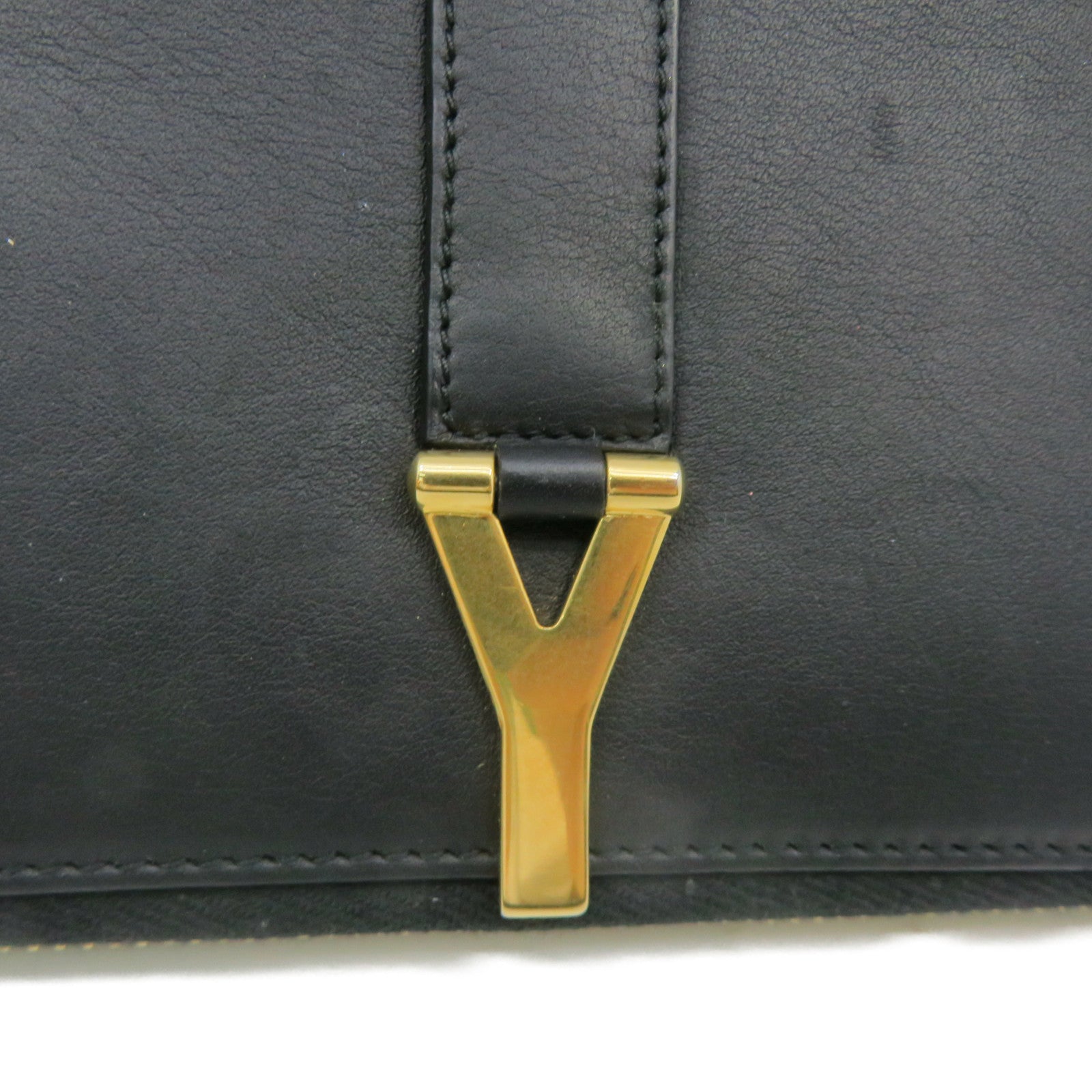 YVES SAINT LAURENT 【激減優惠】牛皮皮革Long Wallet金扣長錢包黑色