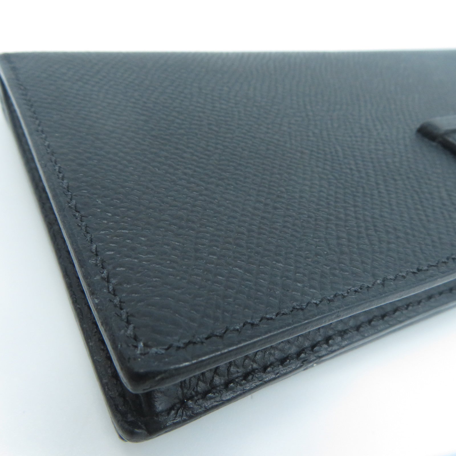 HERMES Epsom皮革Bearn Bi-Fold銀扣長錢包黑色