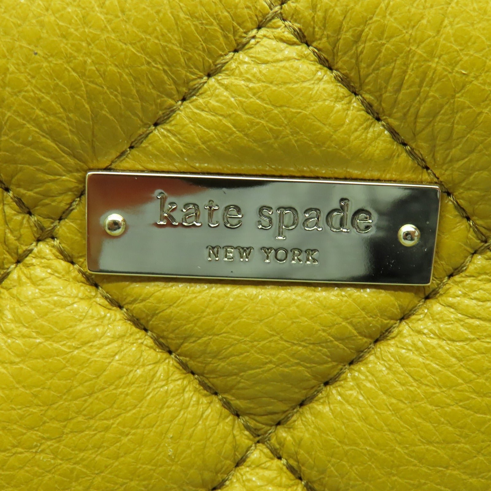 Kate Spade 牛皮皮革Shoulder Bag銀扣鏈帶肩背袋黃色