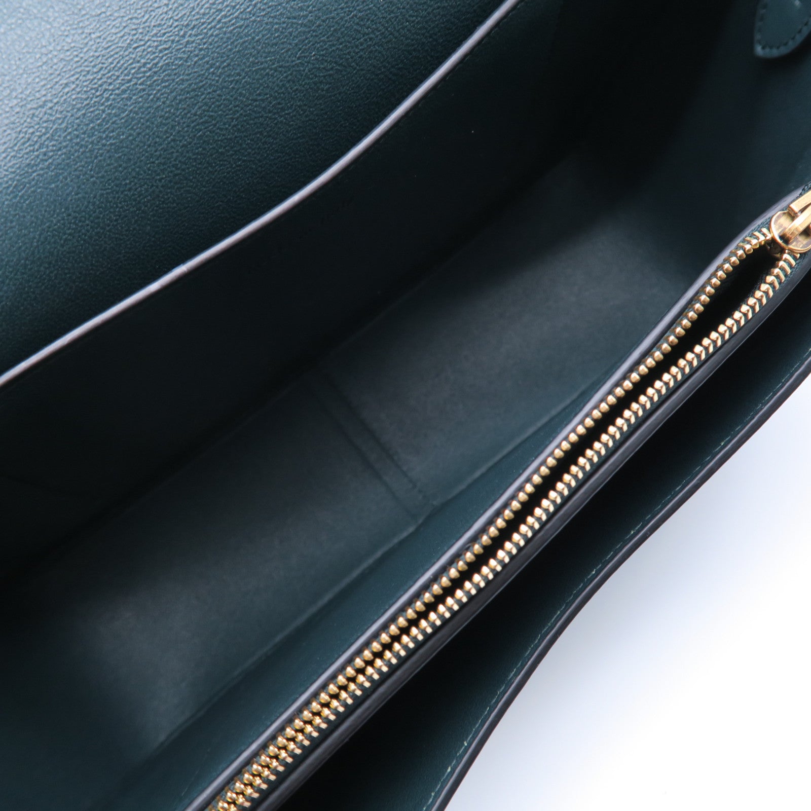 CELINE 牛皮皮革Frame Bag金扣肩背袋深藍色/綠色