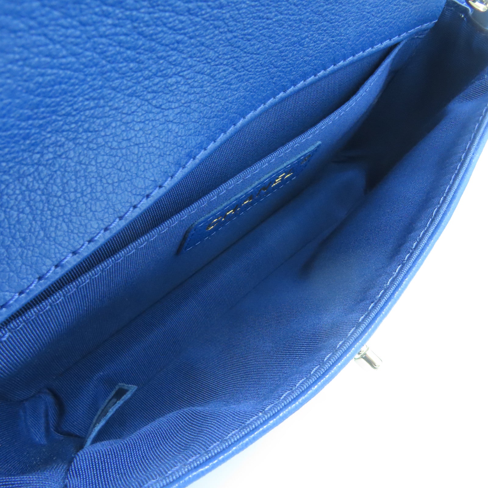 CHANEL rhombic cowhide leather Chain Shoulder gold buckle chain shoulder bag blue