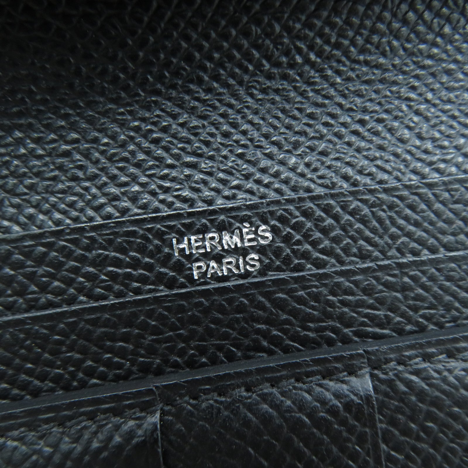 HERMES Epsom皮革Bearn Bi-Fold銀扣長錢包黑色