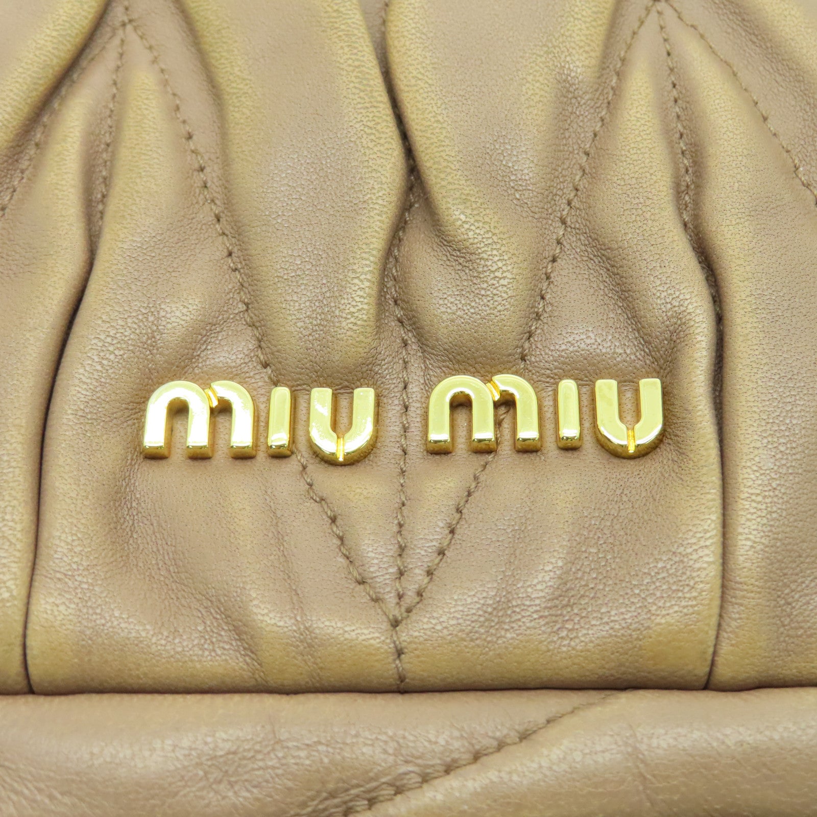 Miu Miu Leather Shoulder Bag Gold Buckle Pink