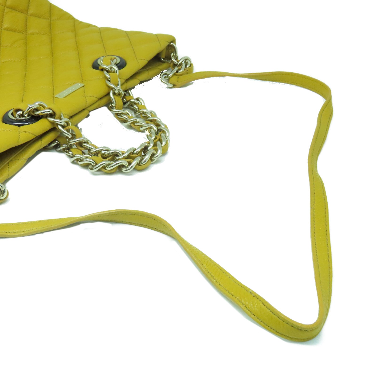 Kate Spade 牛皮皮革Shoulder Bag銀扣鏈帶肩背袋黃色