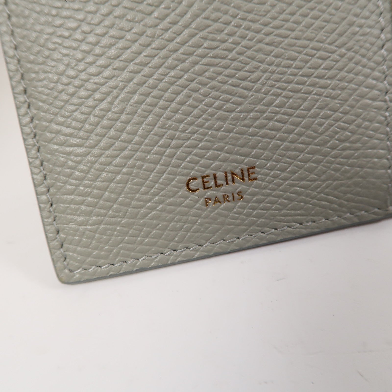 CELINE 牛皮皮革Card Case金扣卡片套淺綠色
