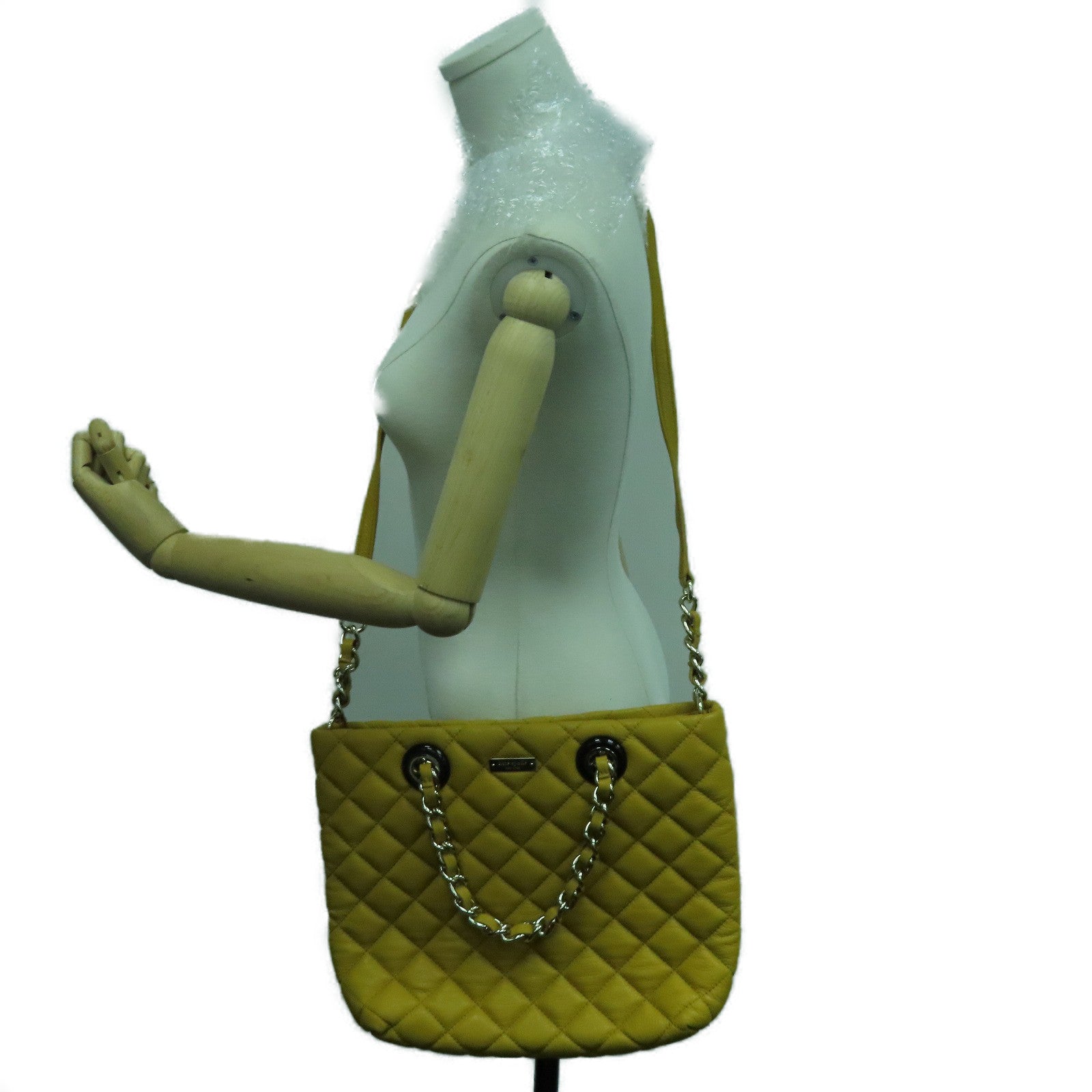 Kate Spade 牛皮皮革Shoulder Bag銀扣鏈帶肩背袋黃色