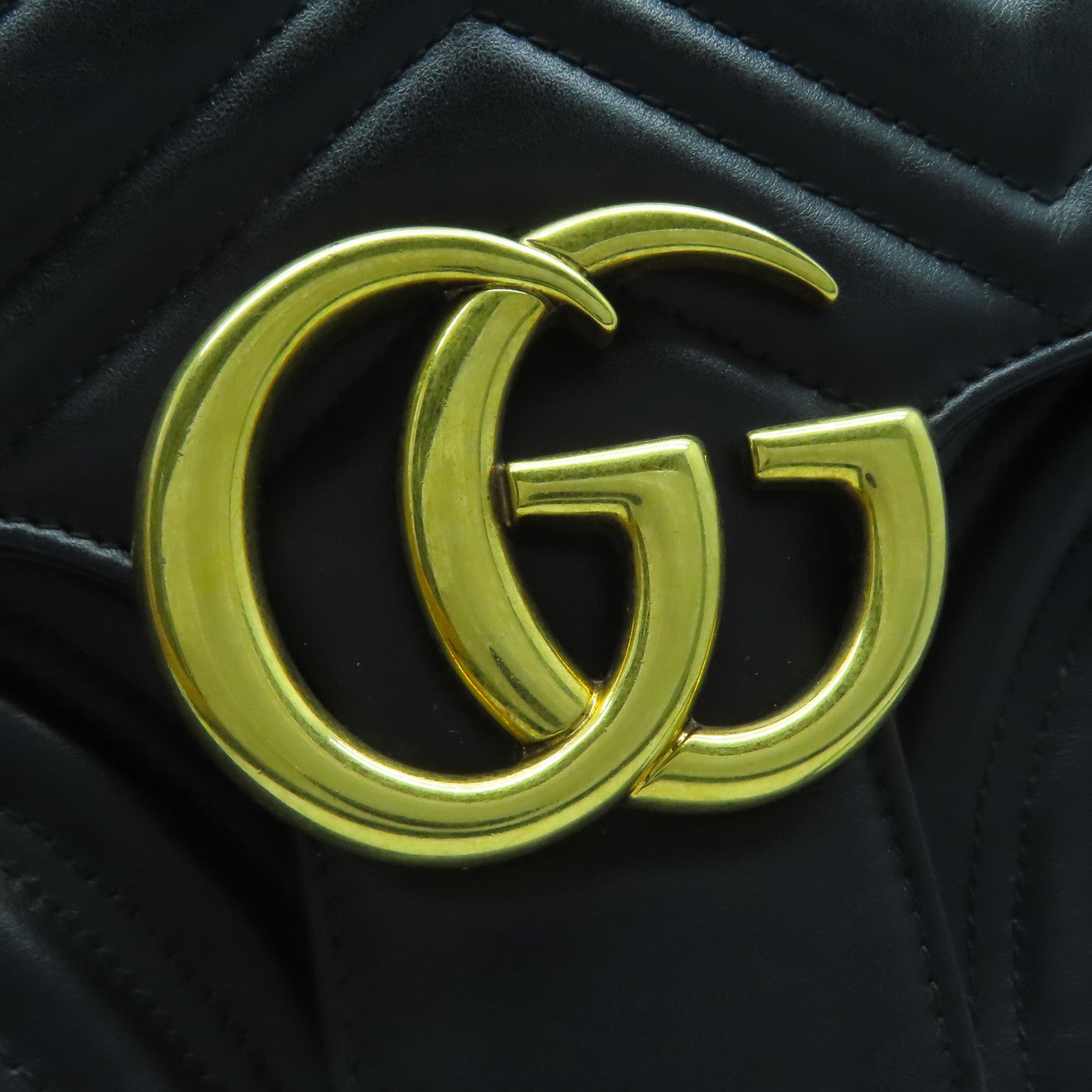 GUCCI 牛皮皮革GG Marmont金扣肩背袋黑色