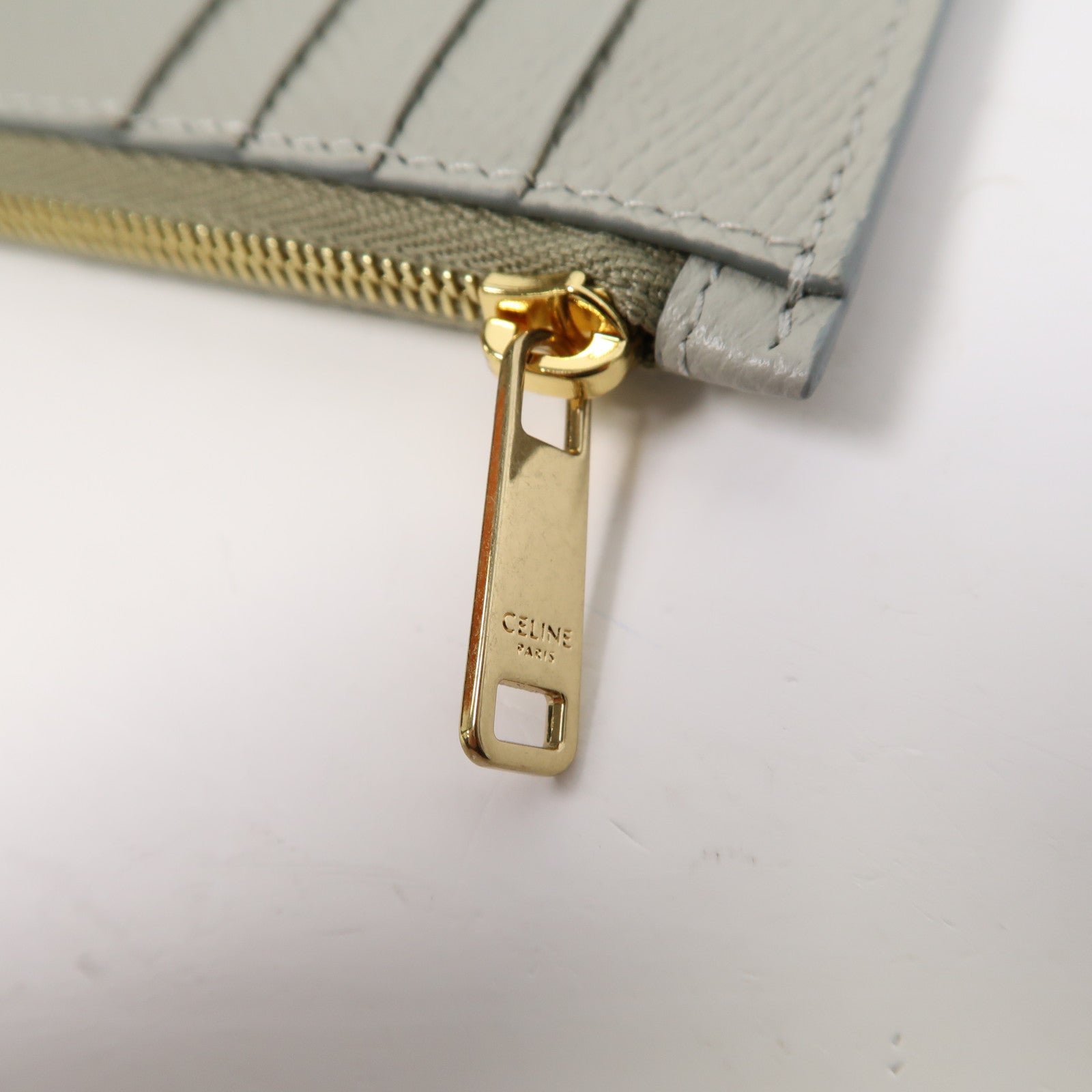 CELINE 牛皮皮革Card Case金扣卡片套淺綠色