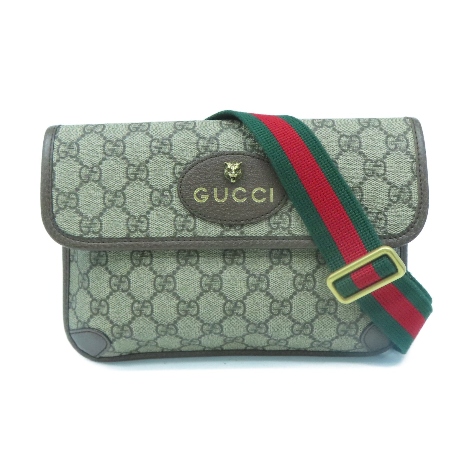 GUCCI 塗層帆布Neo Vintage GG Supreme Waist Bag金扣腰包啡色