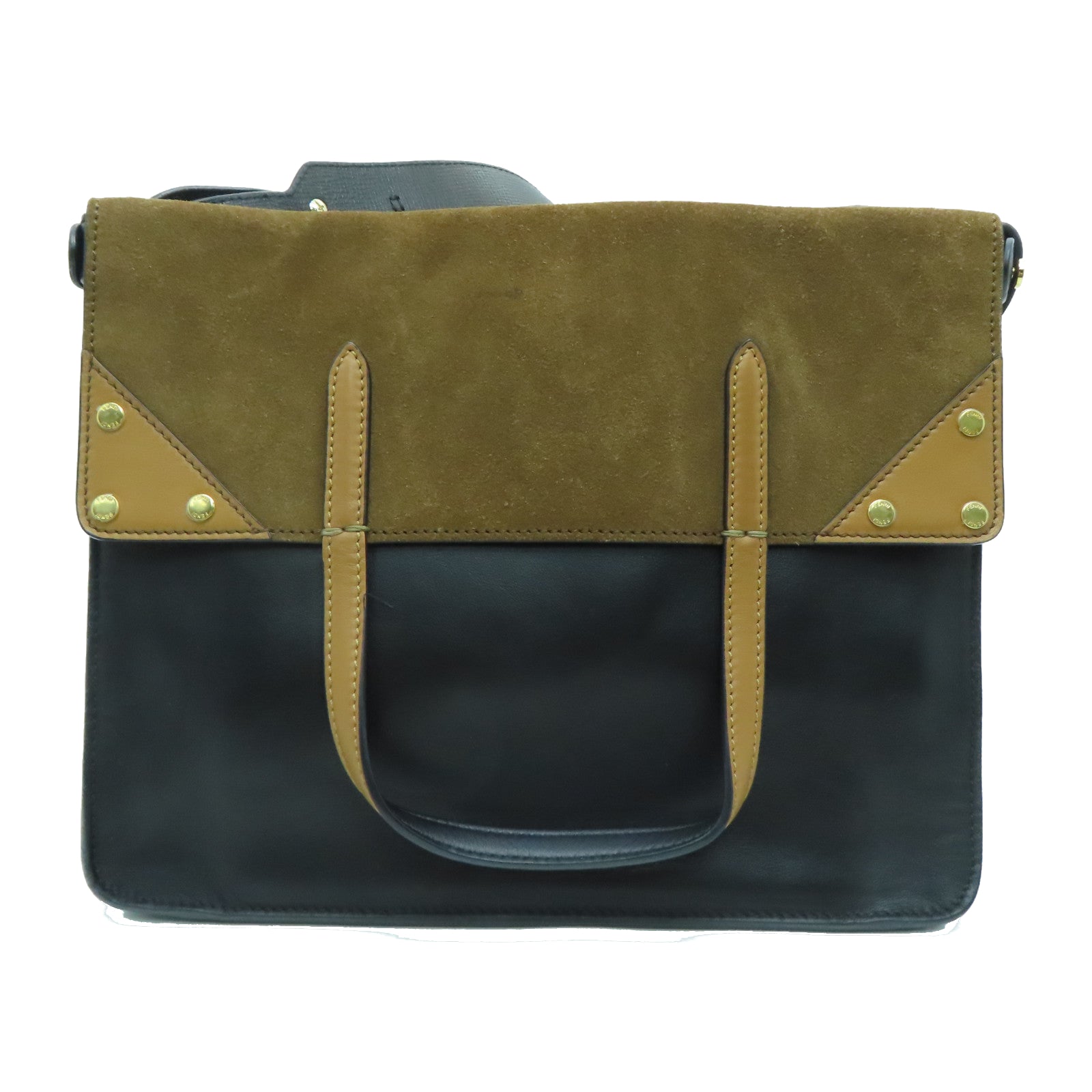 FENDI 【激減優惠】牛皮皮革/麂皮皮革2 Way Shoulder手挽肩背兩用袋黑色/啡色