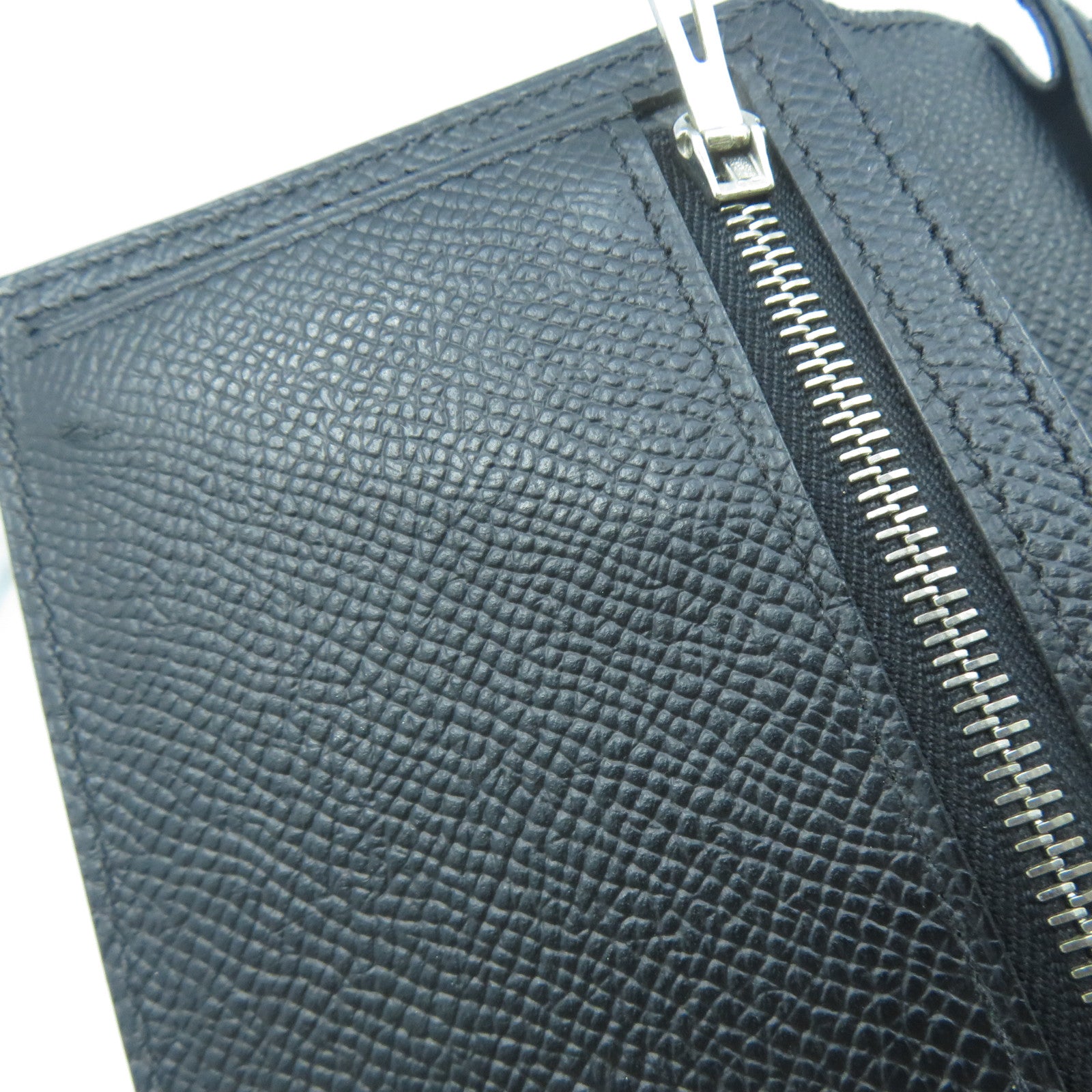 HERMES Epsom皮革Bearn Bi-Fold銀扣長錢包黑色