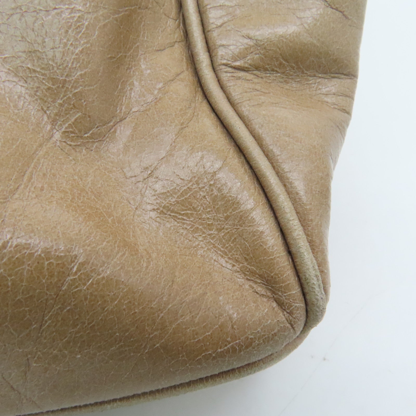 PRADA 牛皮皮革Shoulder Bag金扣手挽肩背两用袋米色