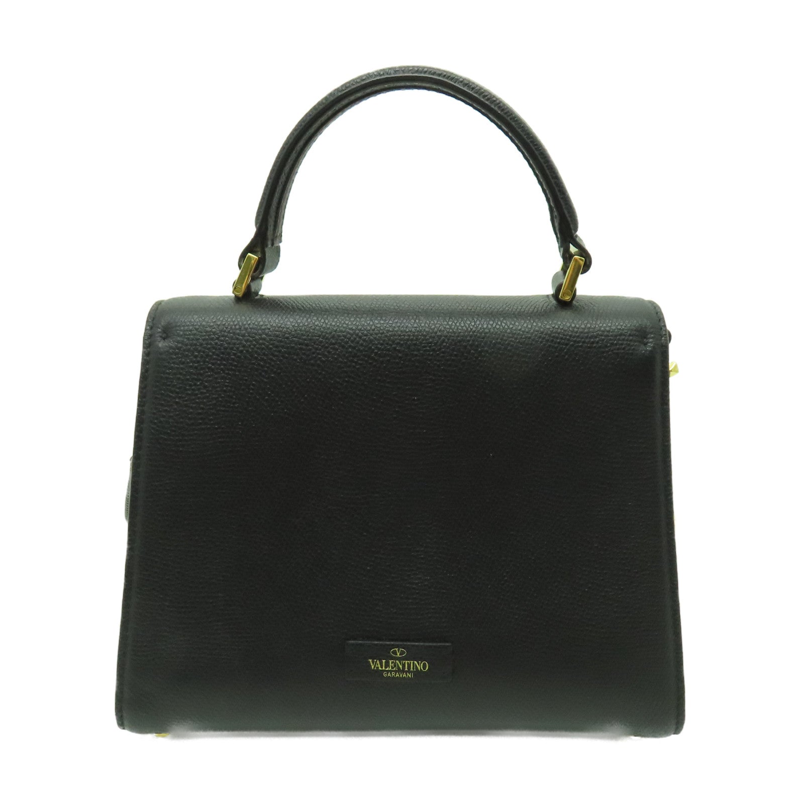 Valentino 【激減優惠】牛皮皮革Vsling Grainy金扣手挽肩背兩用袋黑色
