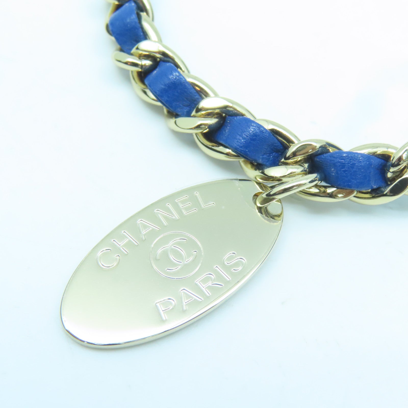 CHANEL rhombic cowhide leather Chain Shoulder gold buckle chain shoulder bag blue