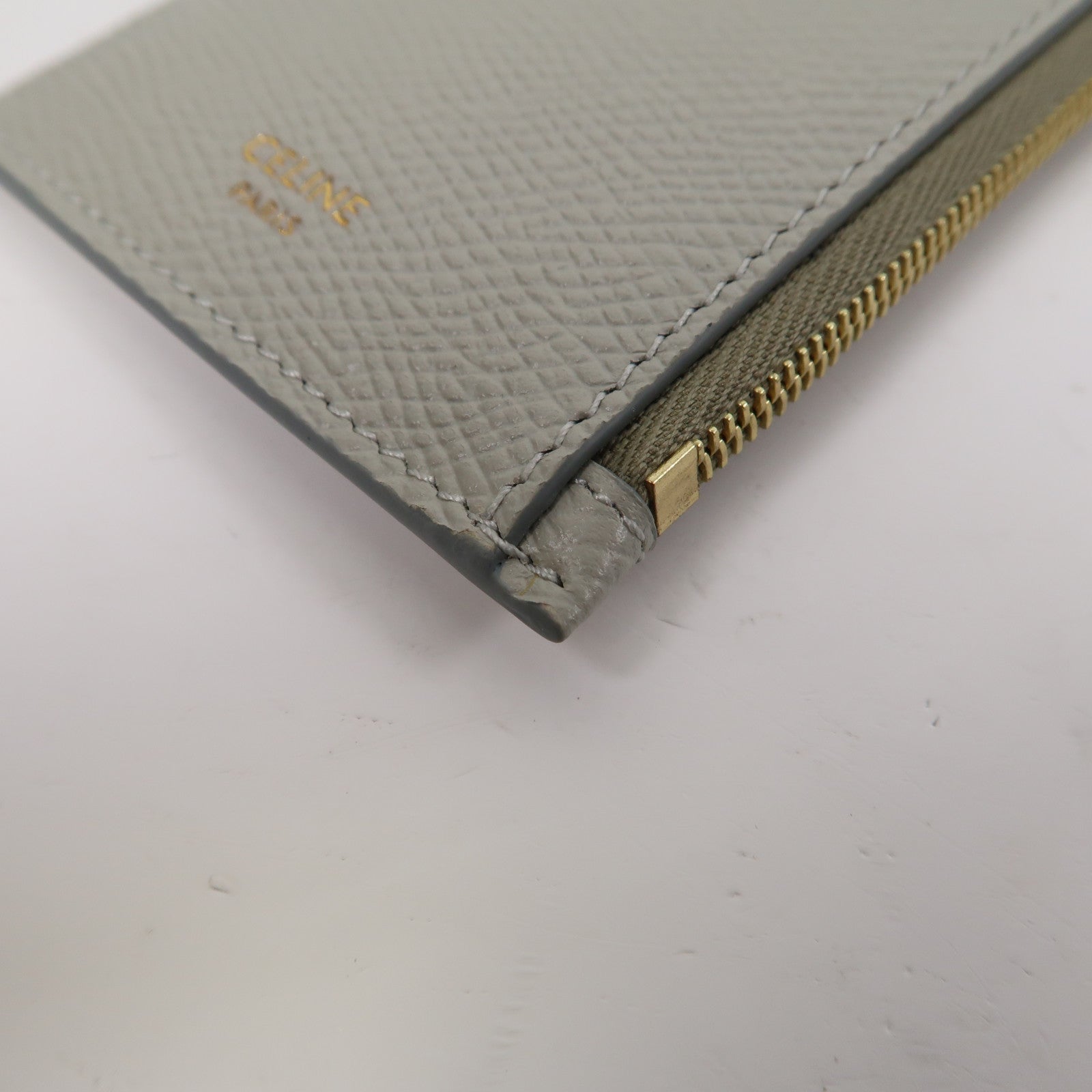 CELINE 牛皮皮革Card Case金扣卡片套淺綠色
