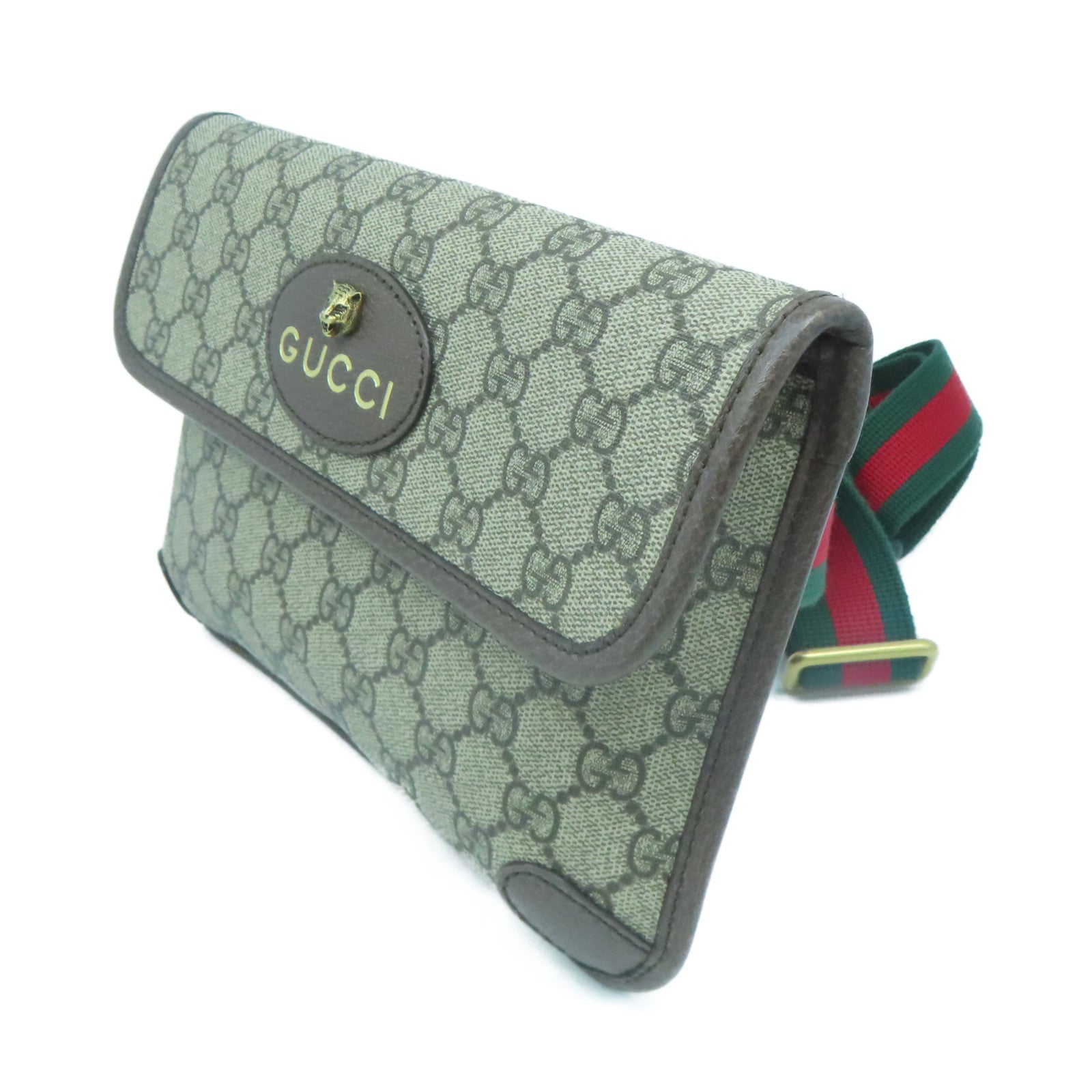 GUCCI 塗層帆布Neo Vintage GG Supreme Waist Bag金扣腰包啡色