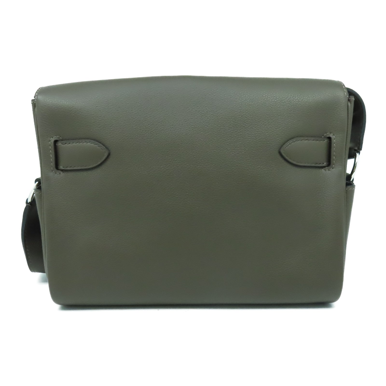 HERMES Evercolor皮革Kelly Messenger PM銀扣肩背袋Ecorce樹皮色