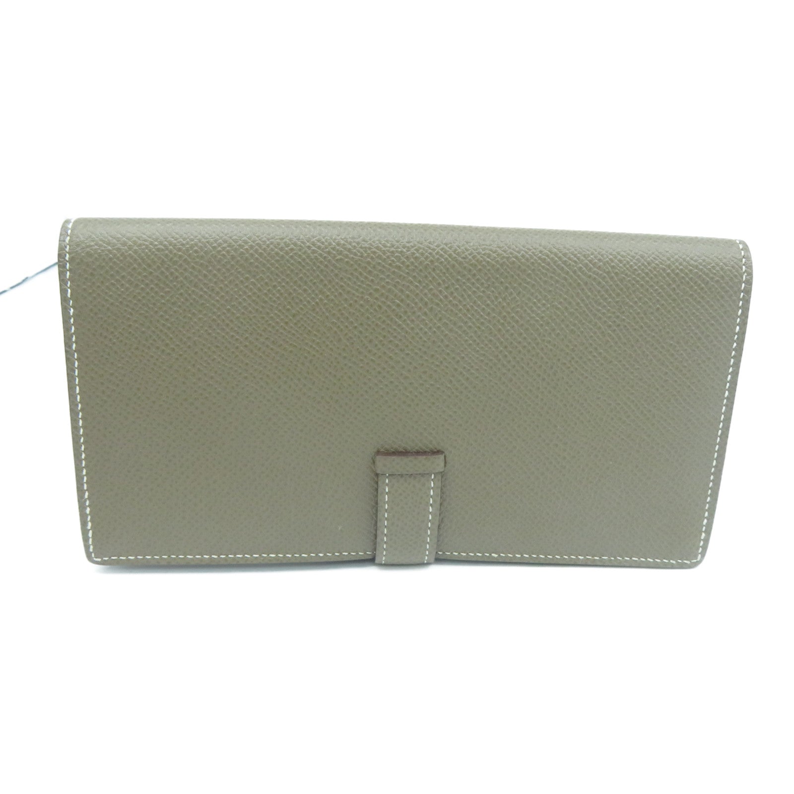 HERMES Epsom皮革Bearn Bi-Fold銀扣長錢包灰色