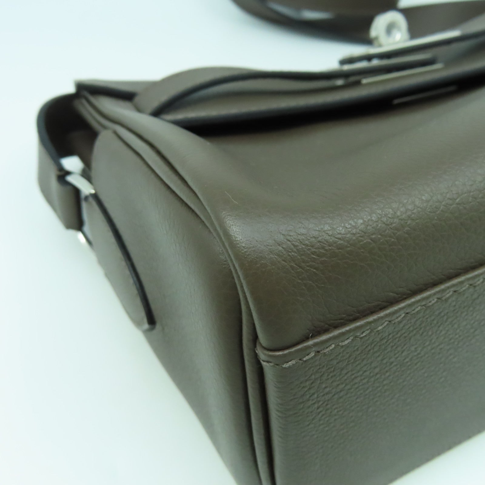 HERMES Evercolor皮革Kelly Messenger PM銀扣肩背袋Ecorce樹皮色