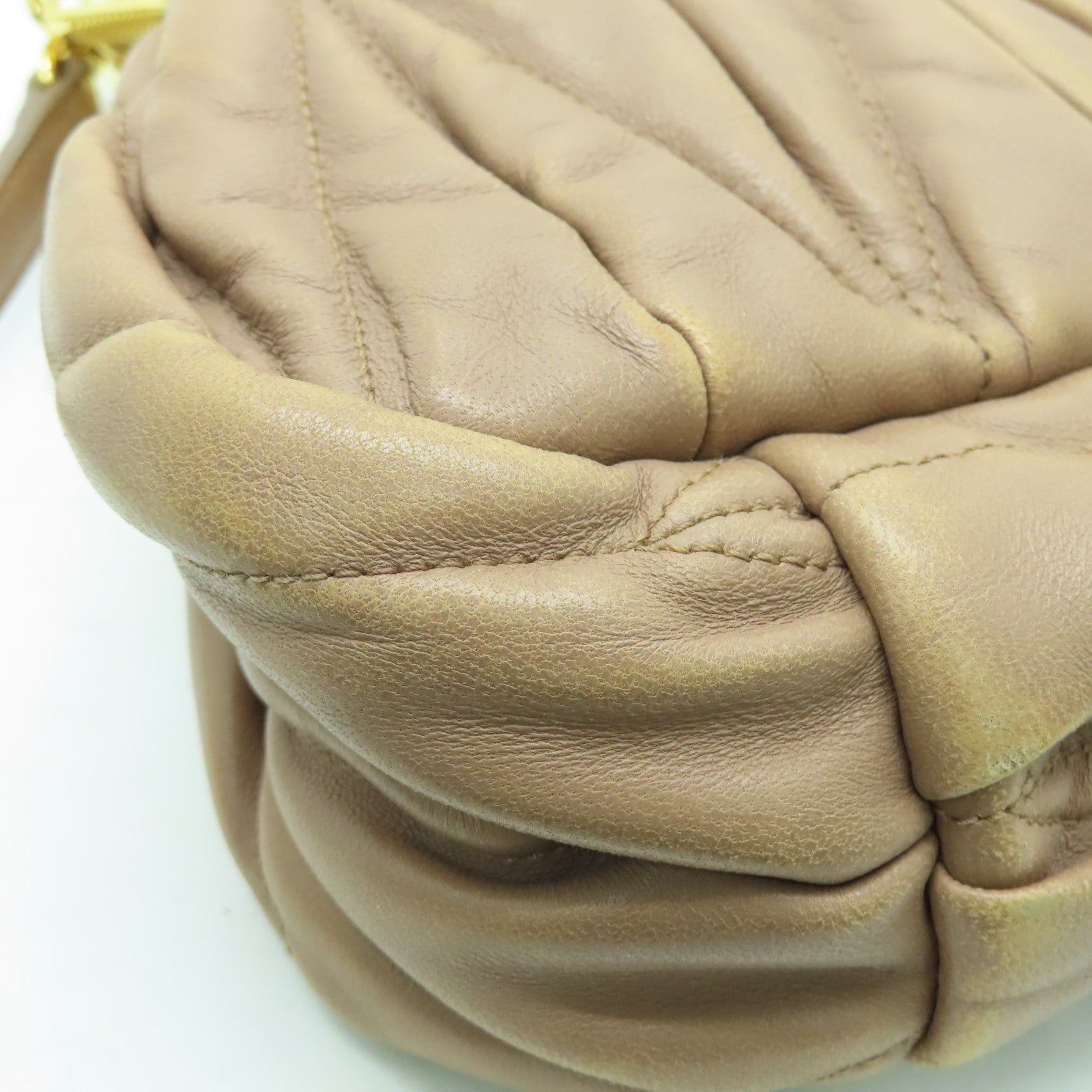 Miu Miu Leather Shoulder Bag Gold Buckle Pink