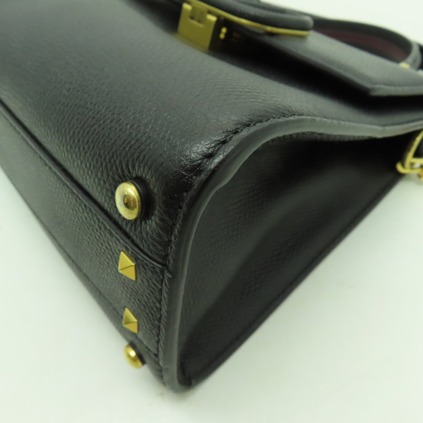 Valentino 【激減優惠】牛皮皮革Vsling Grainy金扣手挽肩背兩用袋黑色