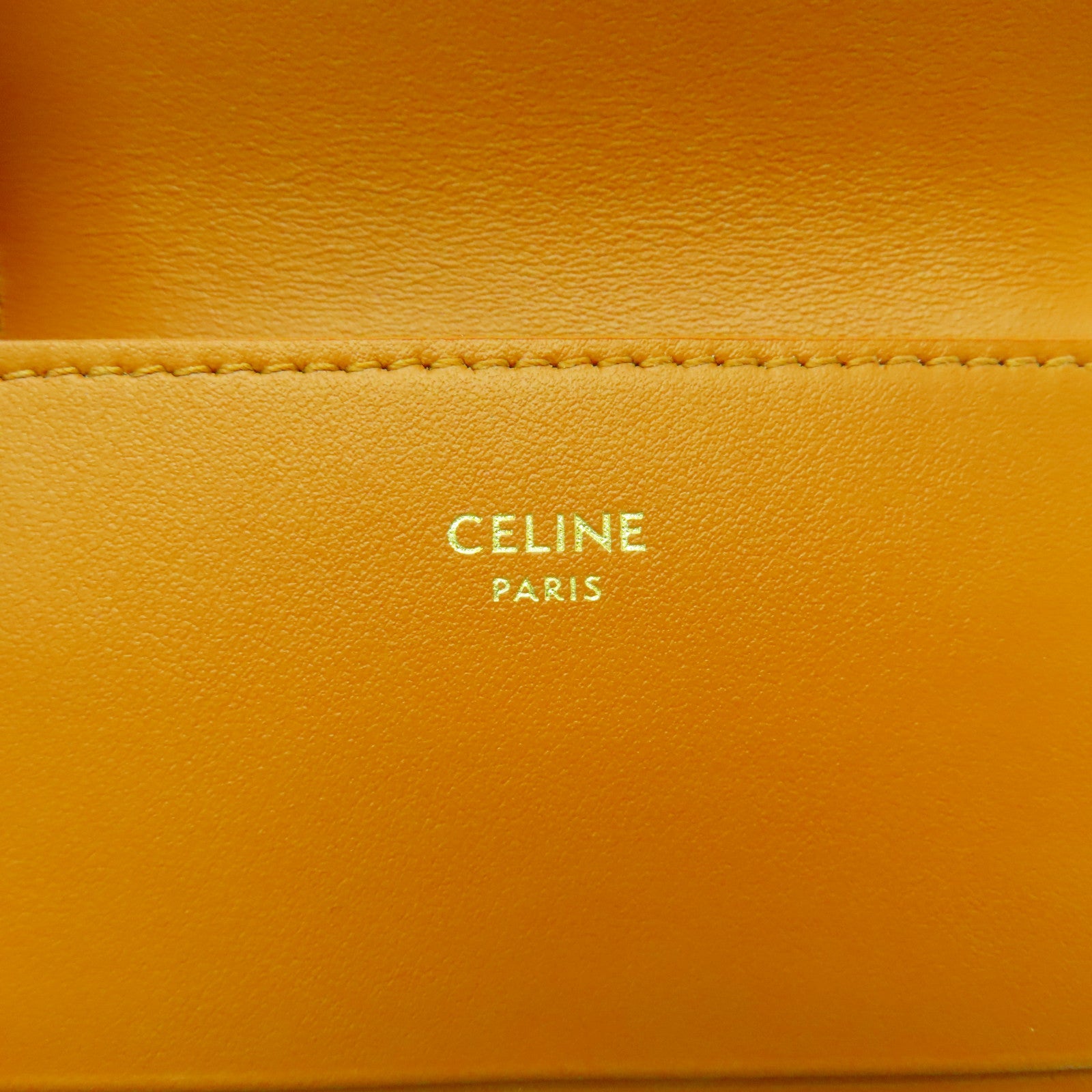 CELINE 塗層皮革Triomphe Compact Wallet金扣錢包綠色