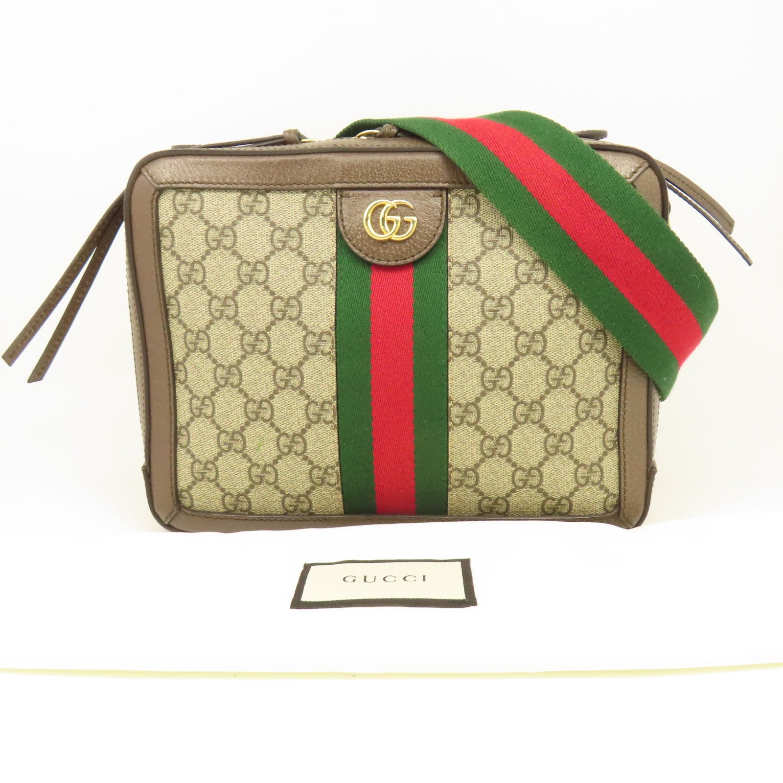 GUCCI 塗層帆布/皮革Ophidia GG金扣手挽肩背兩用袋啡色