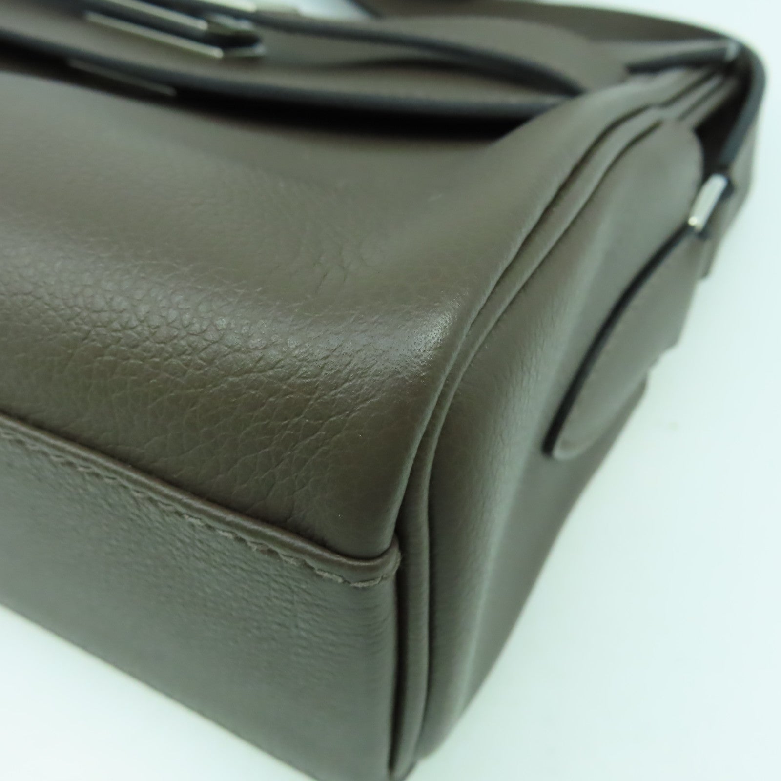 HERMES Evercolor皮革Kelly Messenger PM銀扣肩背袋Ecorce樹皮色