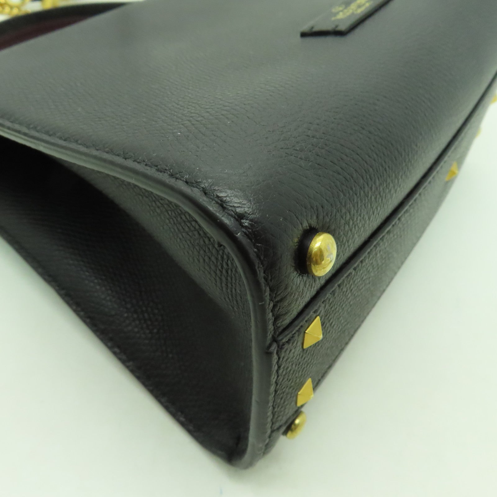 Valentino 【激減優惠】牛皮皮革Vsling Grainy金扣手挽肩背兩用袋黑色