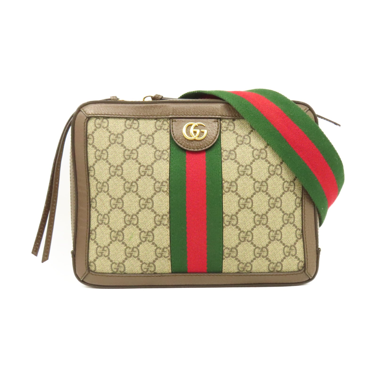 GUCCI 塗層帆布/皮革Ophidia GG金扣手挽肩背兩用袋啡色