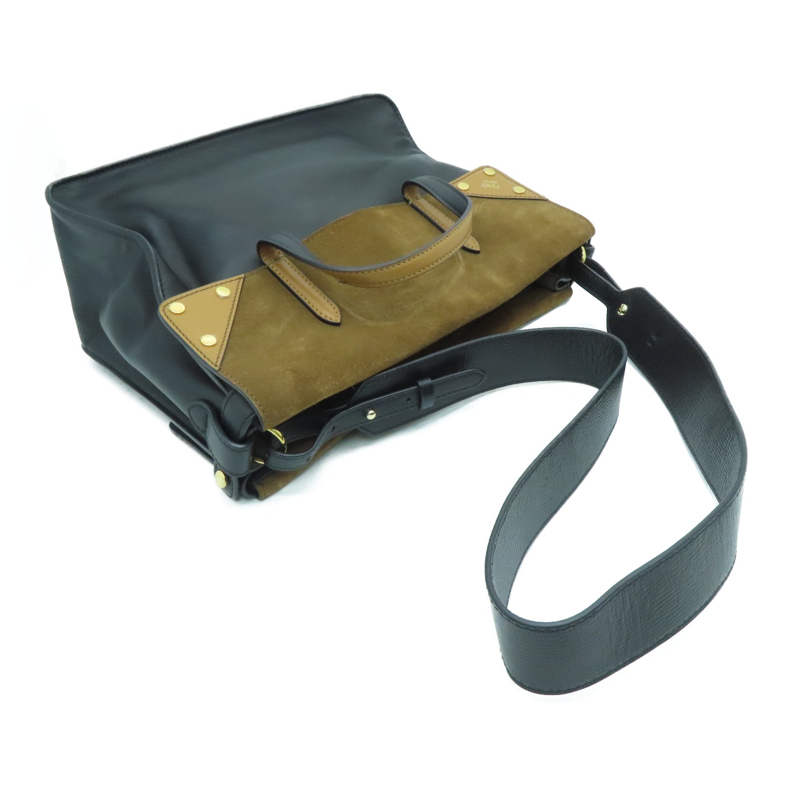FENDI 【激減優惠】牛皮皮革/麂皮皮革2 Way Shoulder手挽肩背兩用袋黑色/啡色