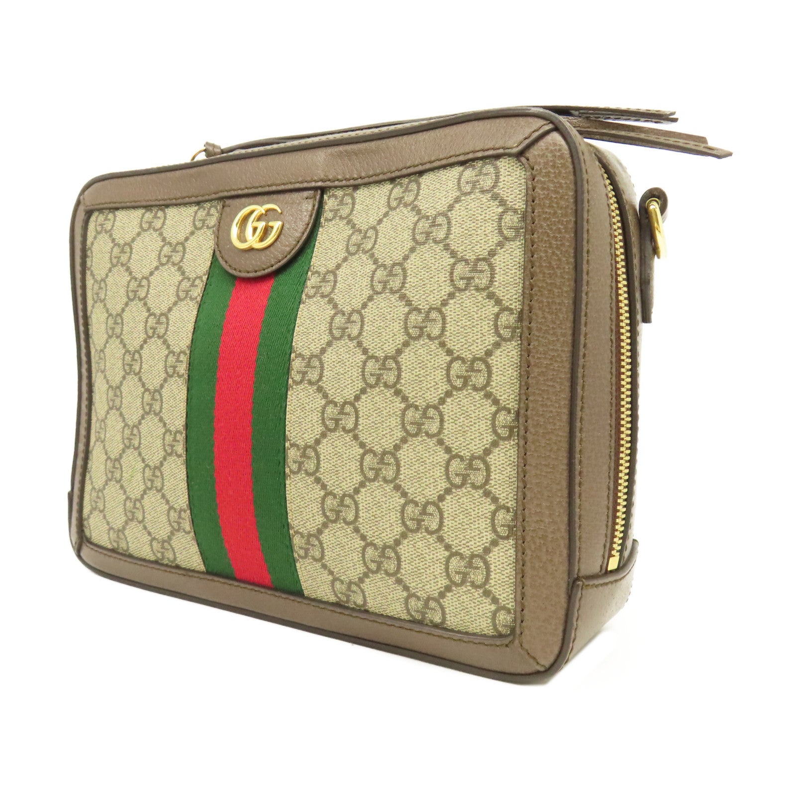 GUCCI 塗層帆布/皮革Ophidia GG金扣手挽肩背兩用袋啡色