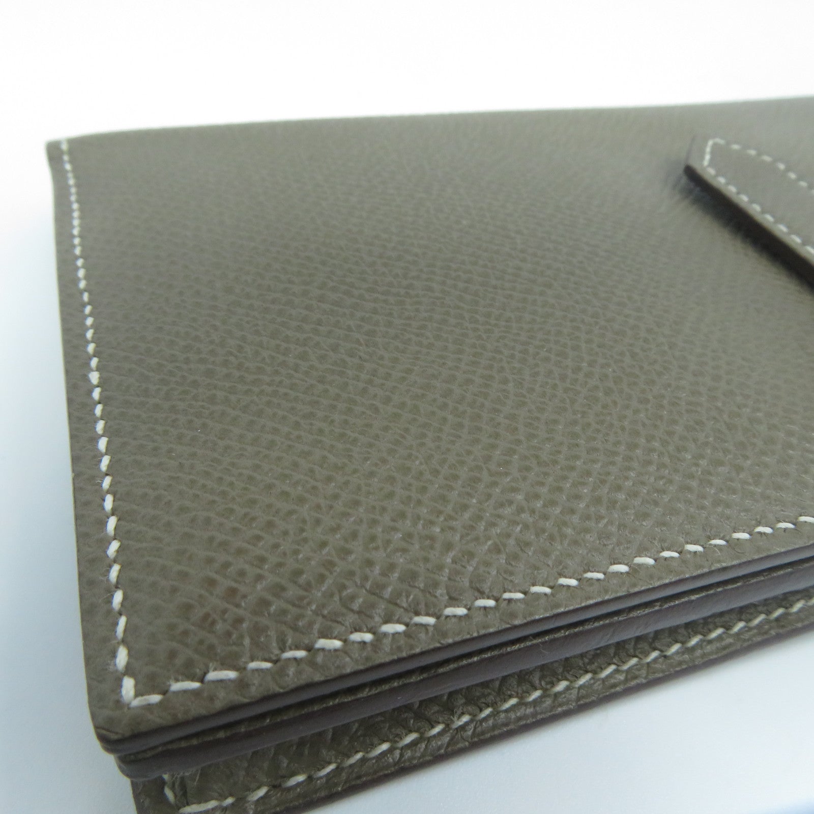 HERMES Epsom皮革Bearn Bi-Fold銀扣長錢包灰色