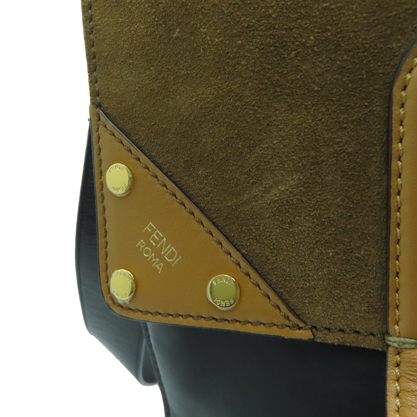 FENDI 【激減優惠】牛皮皮革/麂皮皮革2 Way Shoulder手挽肩背兩用袋黑色/啡色
