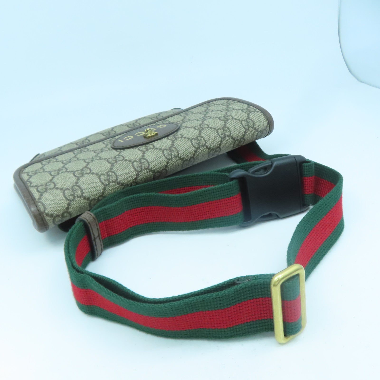 GUCCI 塗層帆布Neo Vintage GG Supreme Waist Bag金扣腰包啡色