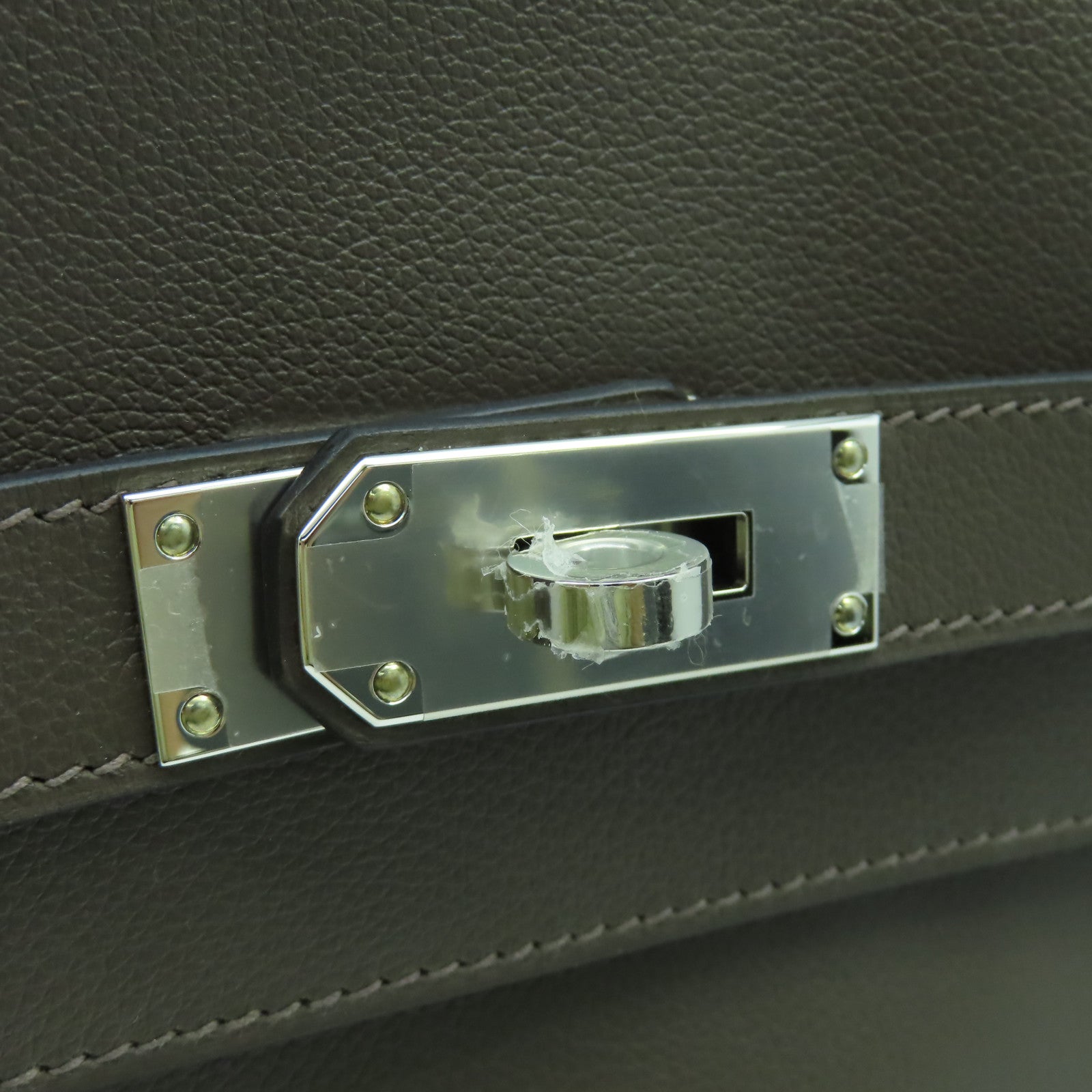 HERMES Evercolor皮革Kelly Messenger PM銀扣肩背袋Ecorce樹皮色