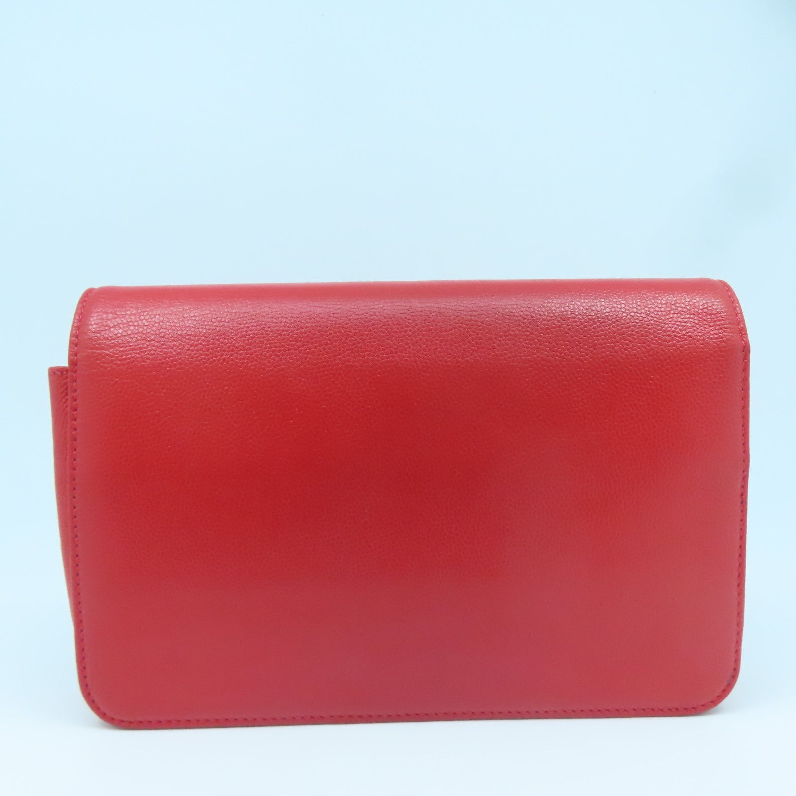 CHANEL cowhide leather Wallet On Chain silver buckle chain shoulder bag red